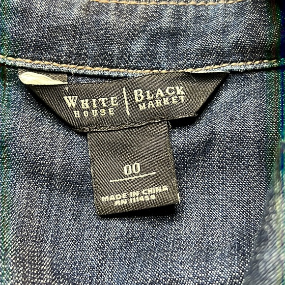 White House Black Market Blue Denim Jean Jacket Sz 00 Check Measurements - Picture 4 of 10